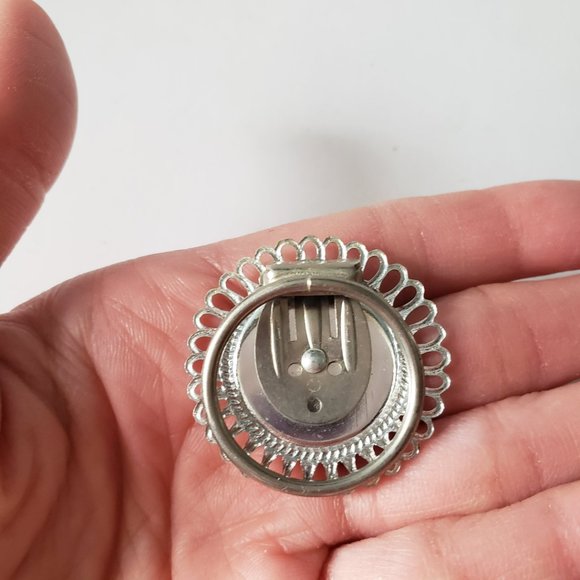 Vintage Rose Silver Scarf Clip Mid Century Modern Design - Picture 5 of 5